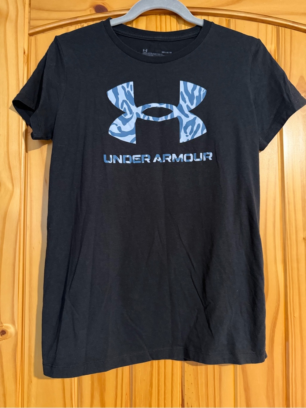 Under Armour Black Short-Sleeve Tee with Blue Camo Logo